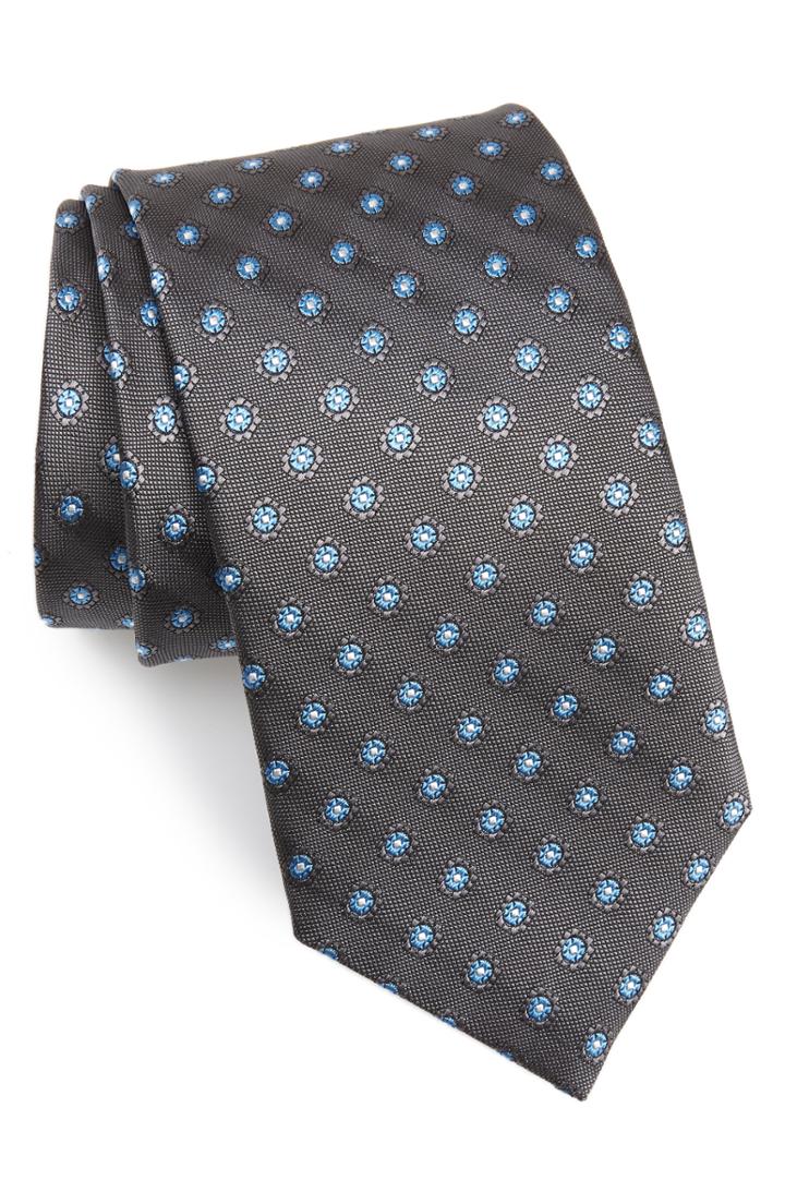 Men's David Donahue Flower Medallion Silk X-long Tie