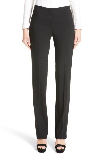 Women's Akris Punto 'madison' Straight Leg Wool Trousers - Black