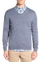 Men's Nordstrom Men's Shop Cotton & Cashmere V-neck Sweater, Size - Blue