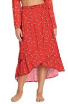 Women's Billabong Dancing Til Dawn Print Wrap Skirt - Red