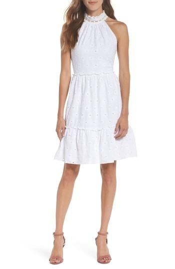 Women's Nsr Devon Eyelet Halter Dress - White