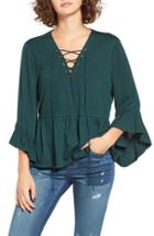 Women's Moon River Lace-up Bell Sleeve Top