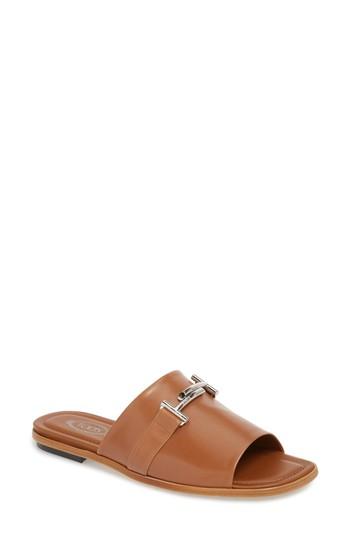 Women's Tod's Double-t Slide Sandal Us / 35eu - Brown