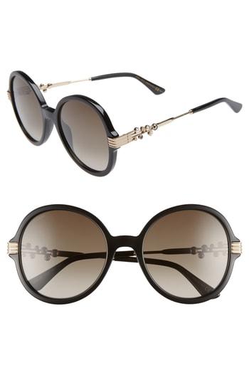 Women's Jimmy Choo Adria 55mm Round Sunglasses - Black
