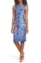 Women's Vince Camuto Embroidered Mesh Sheath Dress - Blue