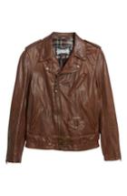 Men's Schott Nyc Cafe Racer Hand Vintaged Cowhide Leather Jacket - Brown