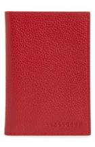 Longchamp Leather Passport Case - Red