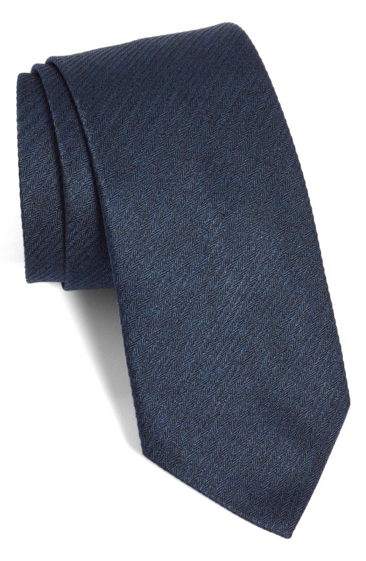 Men's John Varvatos Star Usa Herringbone Silk Tie, Size - Blue