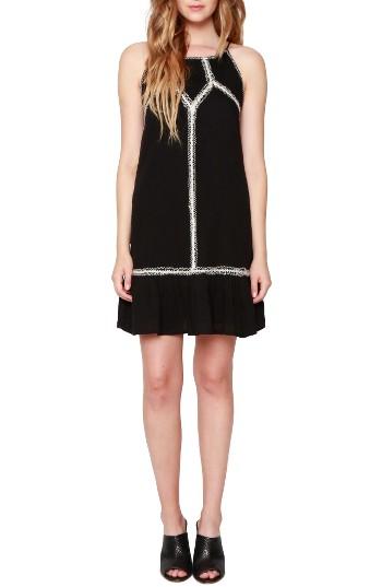 Women's Willow & Clay Contrast Stitch Shift Dress - Black