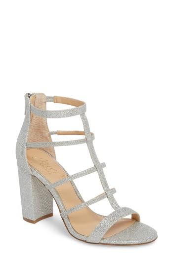 Women's Jewel Badgley Mischka Teddy Glitter Sandal .5 M - Metallic