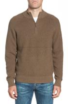 Men's Nordstrom Men's Shop Ribbed Quarter Zip Sweater, Size - Brown