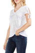 Petite Women's Vince Camuto Tie Sleeve Linen Tee P - White