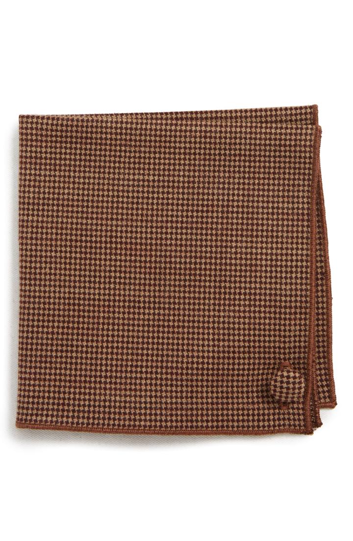 Men's Armstrong & Wilson Houndstooth Wool Pocket Square, Size - Brown