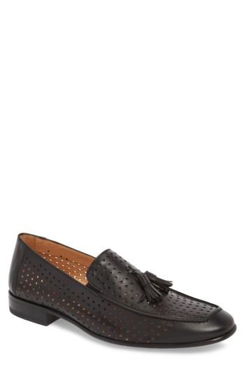 Men's Mezlan Xian Perforated Tassel Loafer .5 M - Black