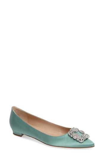 Women's Manolo Blahnik Hangisi Flat Us / 37eu - Blue/green