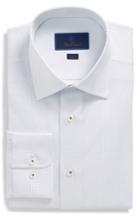Men's David Donahue Trim Fit Dot Dress Shirt - 34/35 - White