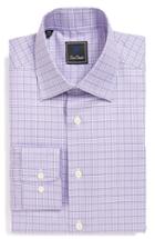 Men's David Donahue Regular Fit Check Dress Shirt .5 34/35 - Purple