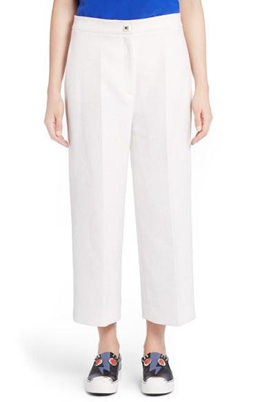 Women's Fendi Wool & Silk Gazar Wide Leg Pants