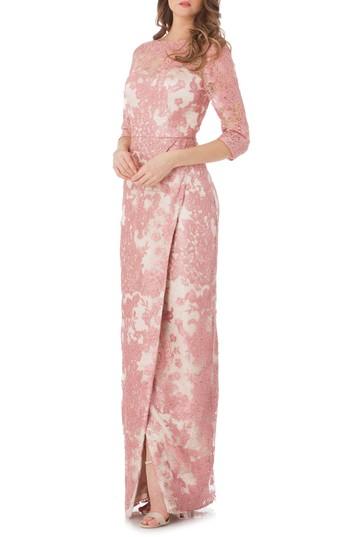 Women's Js Collections Embroidered Lace Gown - Pink
