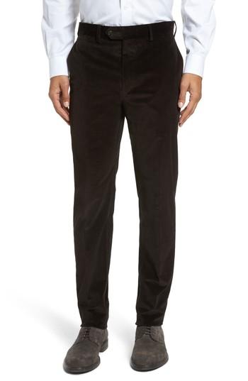 Men's Todd Snyder White Label Sutton Flat Front Stretch Cotton Corduroy Trousers R - Brown