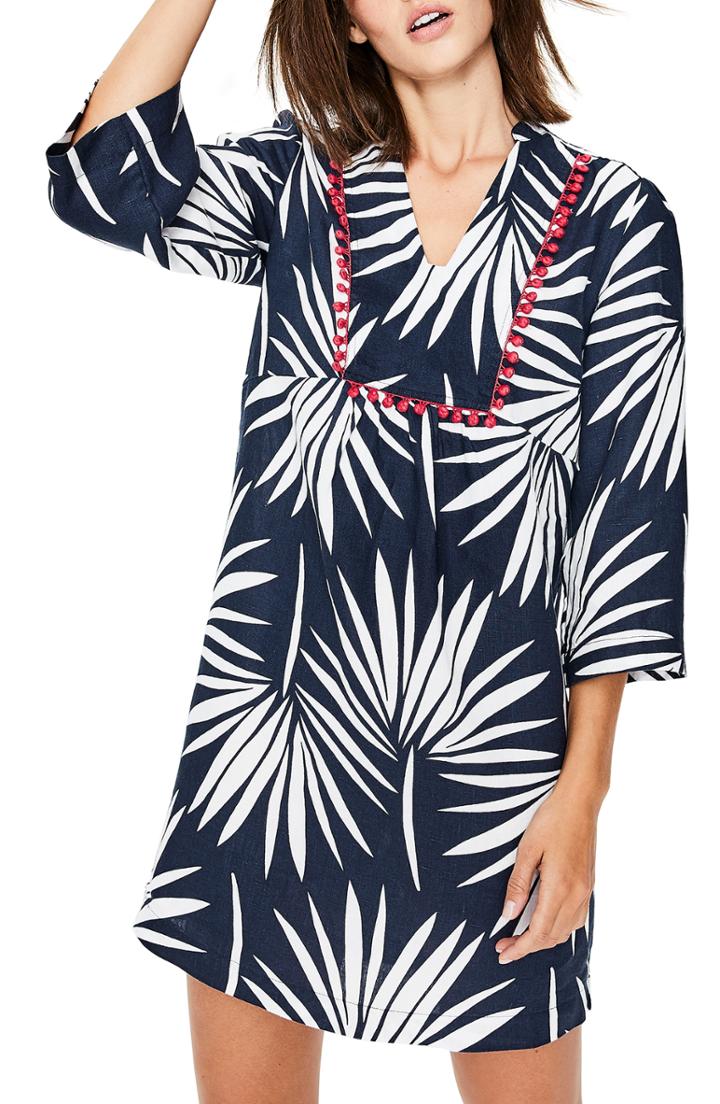 Women's Boden Evangeline Print Linen Dress - Blue