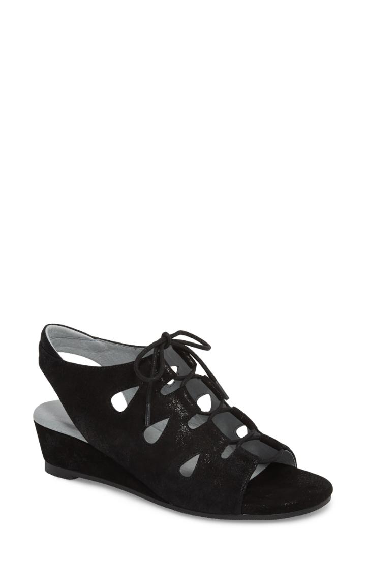 Women's David Tate Rich Wedge Sandal M - Black