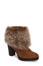 Women's Johnston & Murphy Roslyn Block Heel Genuine Shearling Bootie .5 M - Brown