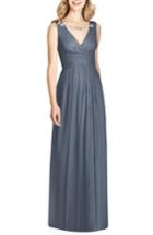 Women's Jenny Packham Sleeveless Sparkle Neck Chiffon Gown - Grey