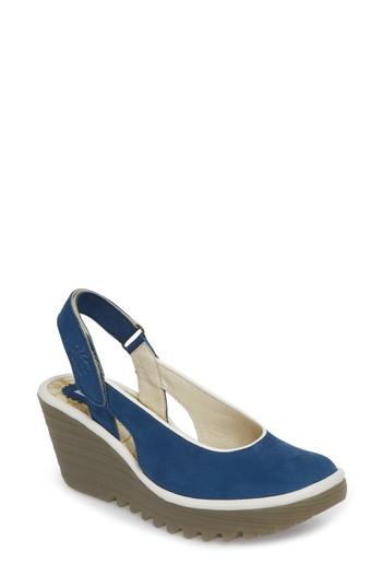 Women's Fly London Yipi Wedge Sandal Us / 35eu - Blue