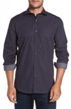 Men's Bugatchi Classic Fit Windowpane Check Sport Shirt - Blue