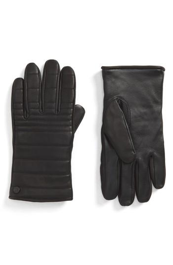 Men's Canada Goose Quilted Leather Gloves - Black