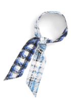 Women's Burberry Scribble Check Silk Skinny Scarf, Size - Blue