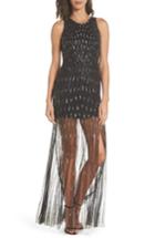 Women's Adrianna Papell Beaded Sheer Skirt Gown - Black