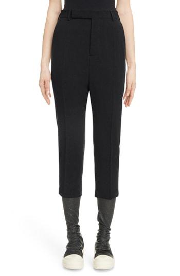 Women's Rick Owens Wool Crop Pants Us / 38 It - Black