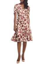 Women's Gal Meets Glam Collection Edith Floral Print A-line Dress (similar To 14w) - Ivory