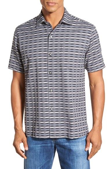 Men's Tommy Bahama 'pixel In Paradise' Original Fit Short Sleeve Sport Shirt, Size - Blue