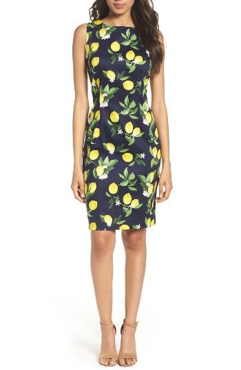 Women's Chetta B Print Sheath Dress - Blue