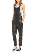 Women's David Lerner Faux Leather Overalls - Black