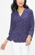 Women's Nydj Henley Blouse, Size - Blue