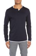 Men's Boss Textor Layered Fit Henley, Size Small - Black