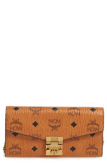 Women's Mcm Large Patricia Visetos Canvas Wallet - Brown