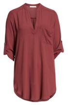 Women's Perfect Roll Tab Sleeve Tunic, Size - Red