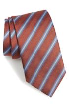Men's David Donahue Stripe Silk & Cotton Tie, Size - Orange