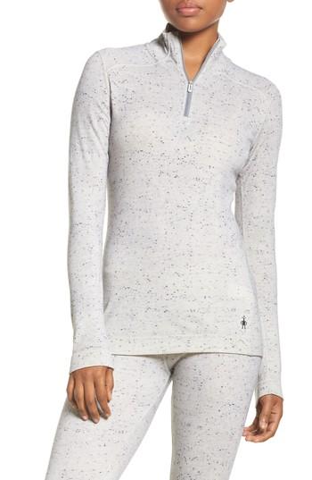 Women's Smartwool Merino 250 Base Pattern Layer Quarter Zip Top - White