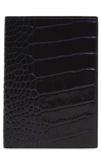 Smythson Mara Croc Embossed Leather Passport Case -
