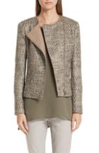 Women's Lafayette 148 New York Trista Tweed & Leather Jacket (similar To 14w) - Brown