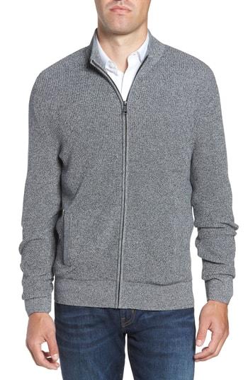 Men's Nordstrom Men's Shop Marled Mock Neck Zip Sweater - Black