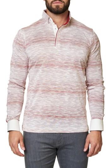 Men's Maceoo Stripe Long Sleeve Polo (s) - White