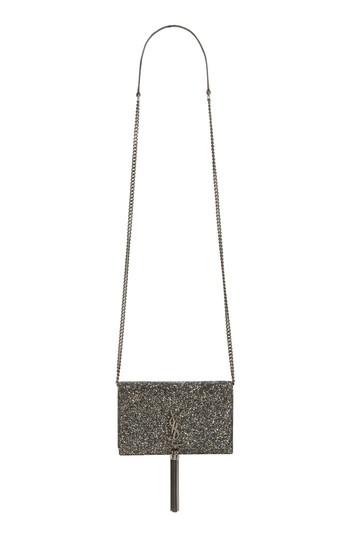 Women's Saint Laurent Kate Glitter Wallet On A Chain - Green