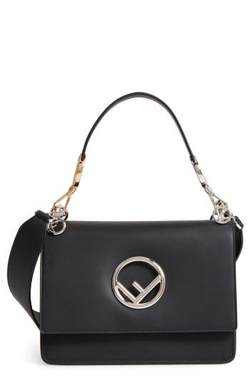 Fendi Kan I Calfskin Leather Shoulder Bag - Beige